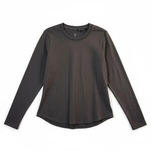 Athleta Long Sleeve Performance Top Gray XL Merino Wool Blend Back Seam